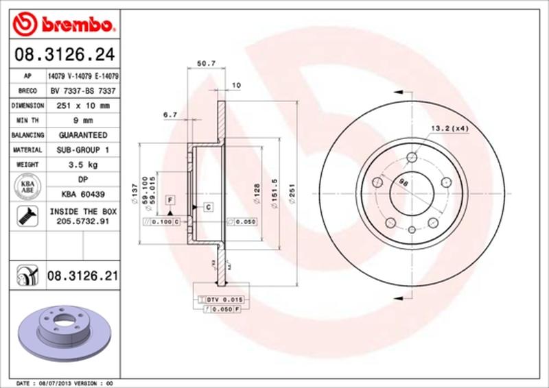 BREMBO 08-3126-21