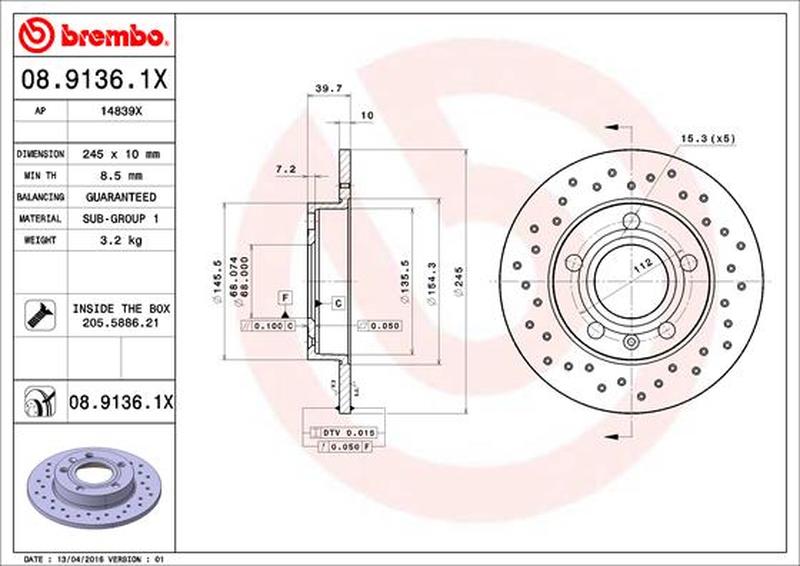 BREMBO 08-9136-1X