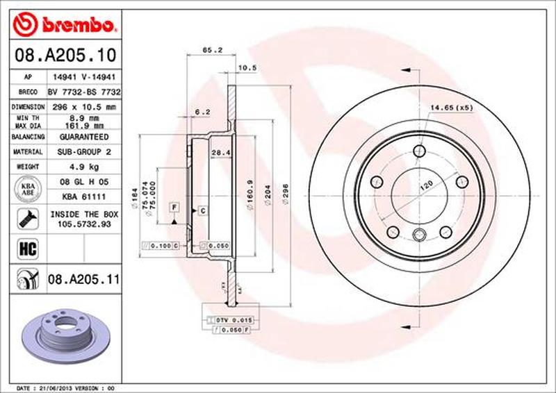 BREMBO 08-A205-11