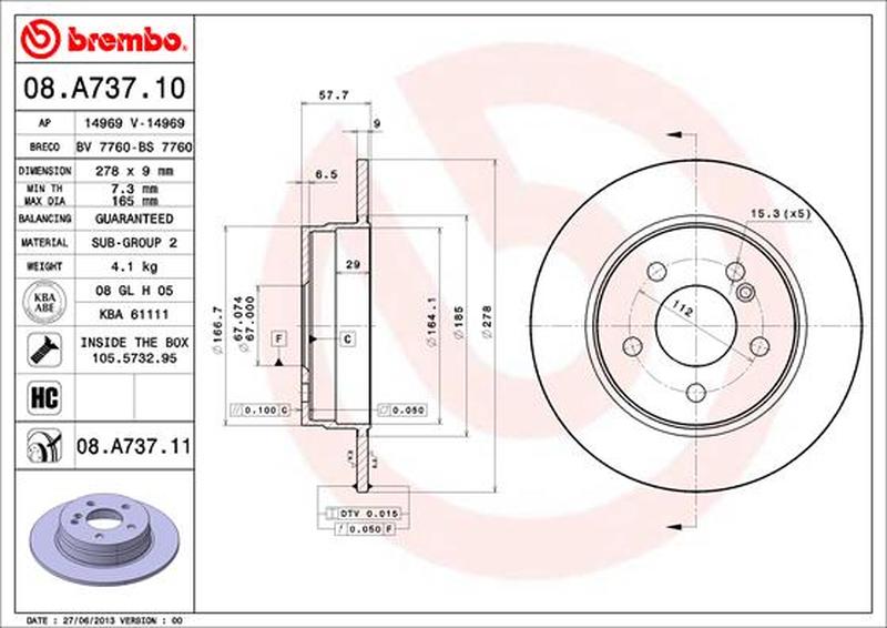 BREMBO 08-A737-11