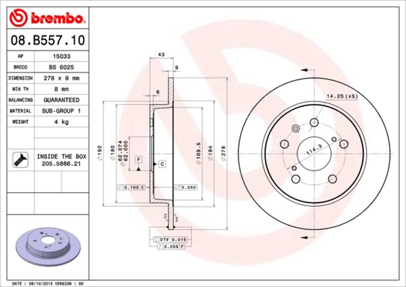 BREMBO 08-B557-10