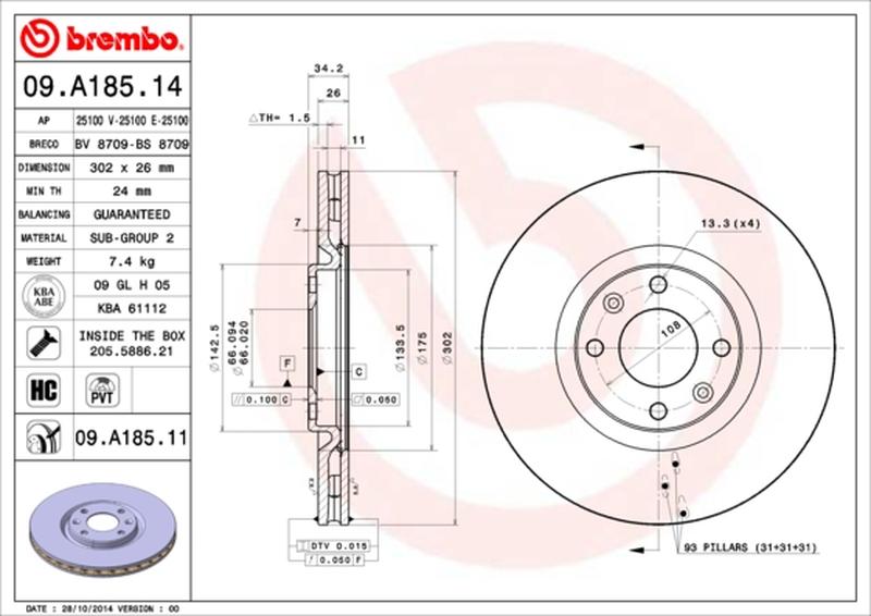 BREMBO 09-A185-11