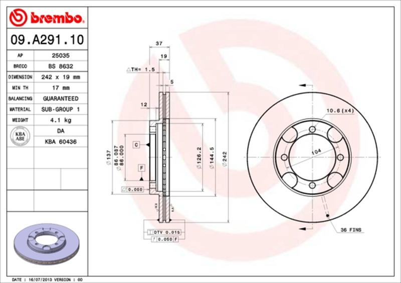 BREMBO 09-A291-10