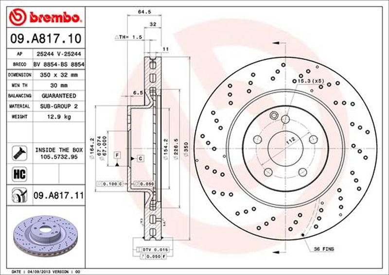 Ersatzteile-Info.de -BREMBO 09.A817.11 Bremsscheibe - Auto Ersatzteile ...