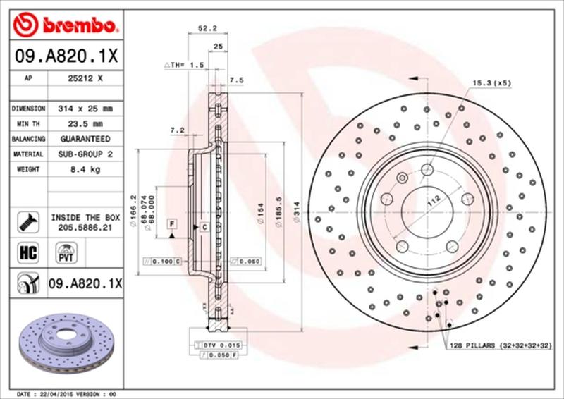 BREMBO 09-A820-1X